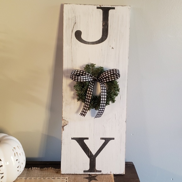 Handmade Other - NEW Farmhouse Rustic JOY Wooden Christmas sign